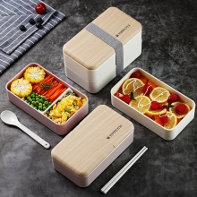 INS日式双层便当盒 分格便当盒可微波炉午餐盒 展会送什么小礼品