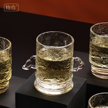 【礼盒装】银色华表柱杯×4 水杯套装家用玻璃杯 8084奋斗者 创意奇特礼品