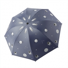 卡通太空人系列黑胶防晒折叠晴雨伞 宣传礼品定制