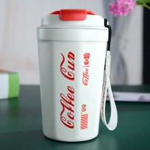 可口可乐同款咖啡杯390ml 不锈钢真空杯汽车杯提绳 个性潮流水杯礼品