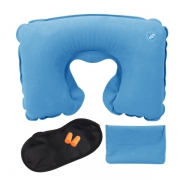 户外旅行充气枕头 旅游三宝 U型枕眼罩耳塞组合套装（配收纳包）