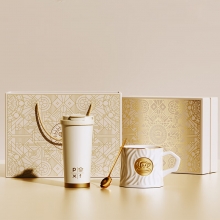 大嘴猴（PAUL FRANK) 陶瓷杯+316不锈钢保温咖啡杯+勺子 实用杯壶套装