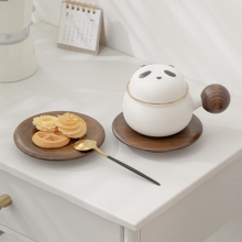 熊猫陶瓷泡茶杯旅行包收纳 办公室咖啡杯创意带盖杯子茶水分离杯 高端客户礼品