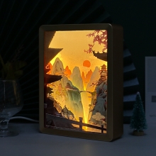 文创风景画3D立体纸雕灯 办公桌面相框灯小夜灯摆件 文创礼品推荐