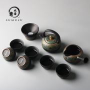 【汉陶张生】老段烧黑陶功夫茶具套装 笑相迎茶具
