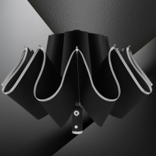 全自动创意led灯反光条反向伞黑胶晴雨伞 创意小礼品