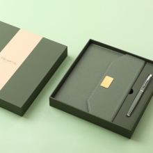 清新质感笔记本两件套 A5笔记本+签字笔+礼盒+封套 活动纪念礼品