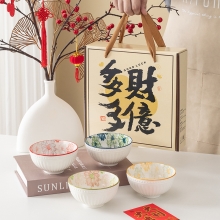 【多财多亿】创意陶瓷餐具套装 礼品碗餐具礼盒 送客户送办公礼盒