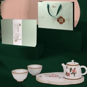 【苏州博物馆】四时有礼手绘茶礼套装 庄重典雅 外事礼品