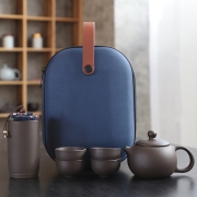 便携旅行紫砂功夫茶具陶瓷 旅行包一壶四杯+茶叶罐 公司活动礼品