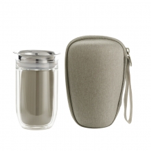 合一 旅行茶具一壶二杯 玻璃壶+不锈钢滤盖+杯子*2+EVA便携包+茶巾 活动送什么小礼品