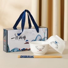 一鹿相伴碗筷套装 高档碗盘碟陶瓷餐具 搞活动的小礼品