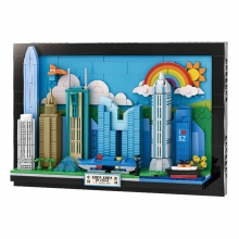 WANGE 城市明信片系列积木——深圳城市明信片 深圳天际线摆件 小颗粒积木拼装挂画摆件