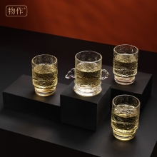 【礼盒装】银色华表柱杯×4 水杯套装家用玻璃杯 8084奋斗者 创意奇特礼品