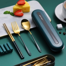 韩式304不锈钢便携餐具 三件套不锈钢勺叉子餐具套装 展会礼品