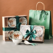 手绘四碗四筷陶瓷套装 伴手礼盒 活动小礼品有哪些