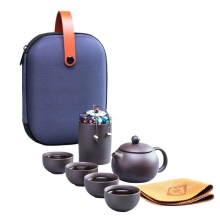 紫砂快客杯一壶四杯+茶叶罐 户外旅行茶具套装 创意拓客礼品