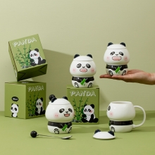 可爱卡通熊猫陶瓷杯 高颜值马克杯 公司活动礼品