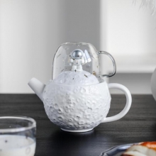 创意宇航员星球茶壶套装 月球陶瓷茶壶+星空玻璃杯 潮流茶具礼品
