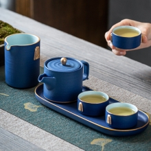 高档陶瓷茶具套装 描金便携夏季旅行泡茶壶 商务伴手礼
