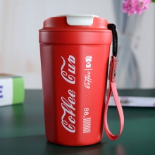 可口可乐同款咖啡杯390ml 不锈钢真空杯汽车杯提绳 个性潮流水杯礼品