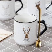 一鹿有你杯子 陶瓷马克杯 办公室茶水杯 创意促销礼品定制