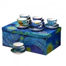 梵高骨瓷英式咖啡杯套装 下午茶杯创意高档咖啡具 高档礼品推荐