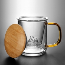 现代简约观山泡茶杯 茶水分离泡茶杯子带把带盖 高端定制礼品