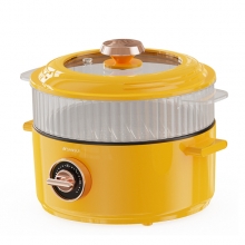 山水（SANSUI）复古活力橙电煮锅 大容量可视化上盖多功能火锅 企业员工生日礼物