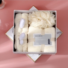 吸水速干居家礼盒三件套 毛巾+束发带+沐浴球 实用礼品