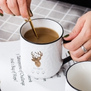 一鹿有你杯子 陶瓷马克杯 办公室茶水杯 创意促销礼品定制