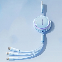 塞尔兰斯 三合一数据线6A快充100W 适用于苹果iPhone/华为安卓Typec手机车载充电线伸缩多功能 新潮数码小礼品