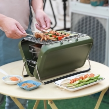 创意行李箱式户外便携烧烤架 家用不锈钢折叠烧烤炉 公司年会奖品
