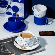 克莱因蓝陶瓷咖啡杯碟套装 创意商务礼品