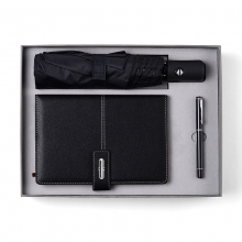 商务笔记本+签字笔+自动伞三件套套装 客户回馈礼品