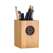 天然木质笔筒如意纹圆形 办公桌面收纳盒 商务型礼品