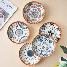日式藤编陶瓷餐具碗碟盘套装 抽奖活动小礼品
