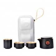 黑陶旅行茶具套装一壶二杯 便携式快客杯家用泡茶壶套装