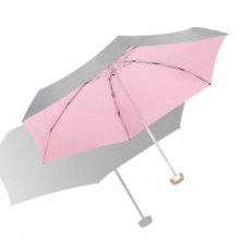 防晒钛银胶扁柄五折伞 6骨折叠晴雨两用伞 纯色口袋雨伞定制