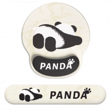 可爱熊猫记忆棉鼠标垫+键盘托 办公硅胶护腕 员工入职礼品