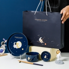 太空人系列一人食碗筷套装 可爱碗盘礼盒套装 活动伴手礼