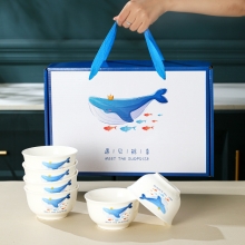 遇见鲸喜碗筷套装 高档碗盘碟陶瓷餐具 开业活动赠品