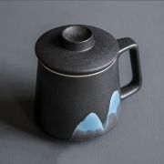 简约手绘青山陶瓷滤茶杯 粗陶磨砂质感 商务小礼品有哪些