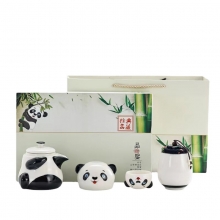 创意熊猫陶瓷功夫茶具套装 一壶两杯套装礼盒装 创意礼品推荐