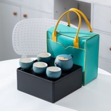 描金陶瓷茶具套装 便携旅行泡茶壶礼盒 商务礼品