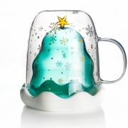 创意圣诞树星愿杯 耐热双层玻璃杯 圣诞节礼品