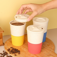 小麦秸秆塑料咖啡杯子 创意带盖随水杯 活动礼品送什么好