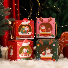 圣诞苹果盒 开窗手提糖果袋卡通 实用包装盒推荐