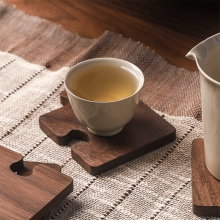 创意胡桃木拼图杯垫盘垫 实木原木茶杯垫隔热垫 创意礼品定制