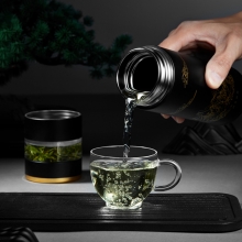 中国风江山茶水分离杯 创意304不锈钢智能显温商务保温杯 房地产礼品